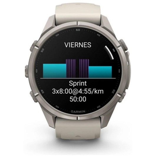 Garmin fēnix 9 Pro Bluetooth GPS 43mm Titanio con correa de silicona en blanco