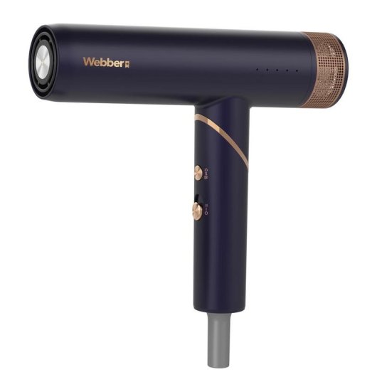 Secador de Pelo Iónico WEBBER 05HD-1998F 2000W 2 Temperaturas 3 Velocidades con Difusor Plegable Navy Oro