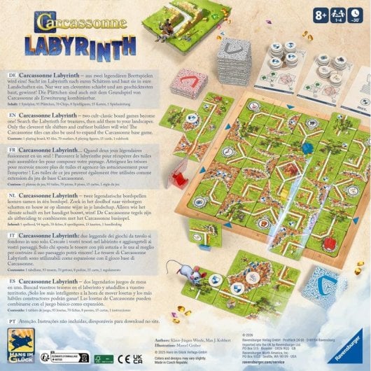 Jogo de tabuleiro Ravensburger Carcassonne Labyrinth 2-4 jogadores