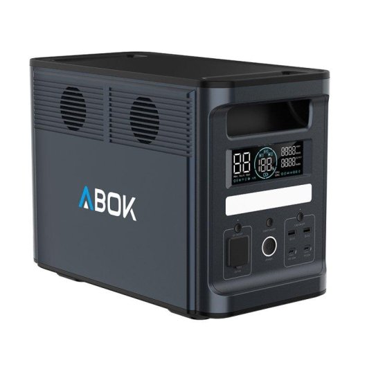 Estación de energía ABOK Ark2000 3072Wh 8 puertos LiFePO4 Pantalla LCD Carga solar UPS