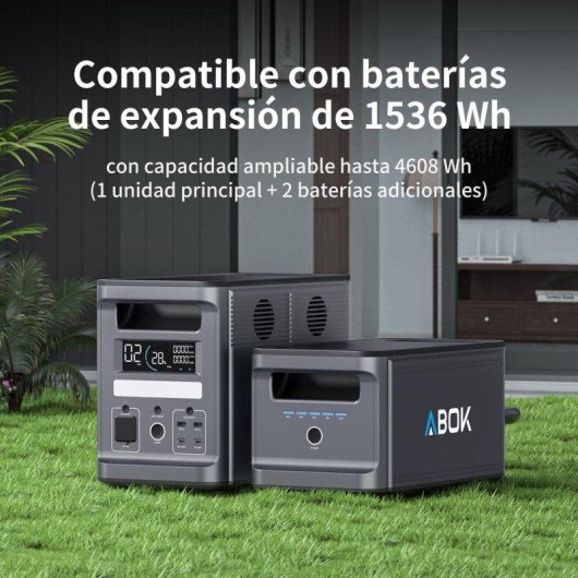 Estación de energía ABOK Ark2000 3072Wh 8 puertos LiFePO4 Pantalla LCD Carga solar UPS