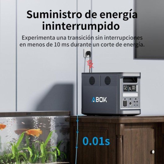 Estación de energía ABOK Ark2000 3072Wh 8 puertos LiFePO4 Pantalla LCD Carga solar UPS