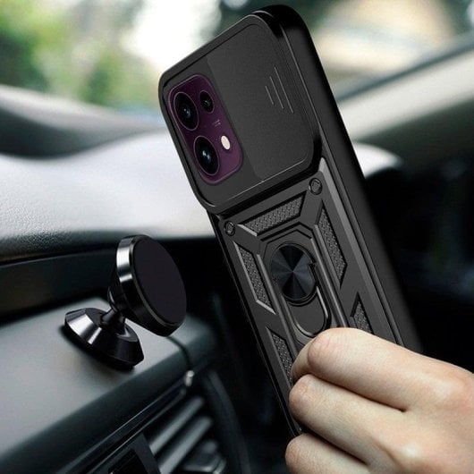 Funda para móvil Cool Hard Ring plástico PC TPU aluminio negro para OPPO Reno16 F 5G y FS 5G