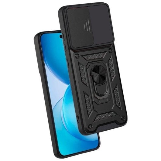 Funda para móvil Cool Hard Ring plástico PC TPU aluminio negra para OPPO Reno16 5G y 16 Pro 5G
