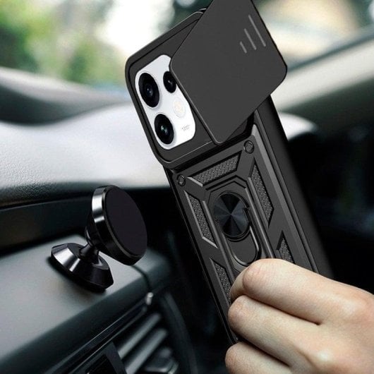 Funda para móvil Cool Hard Ring plástico PC TPU aluminio negra para OPPO Reno16 5G y 16 Pro 5G