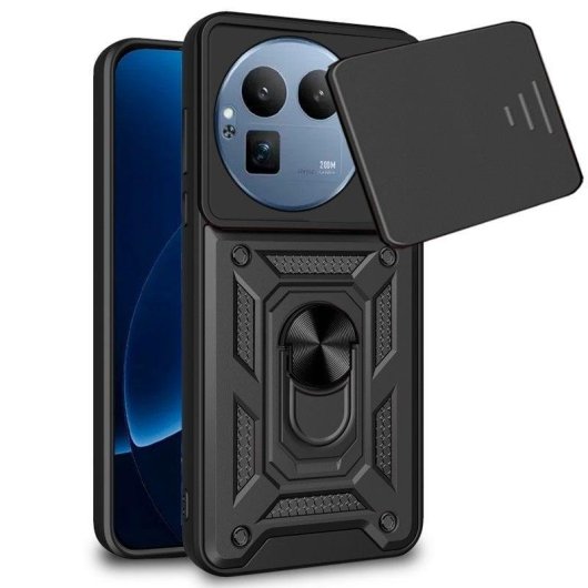 Funda para móvil Cool Hard Ring Plástico PC TPU Aluminio Negra para realme GT 8 Pro