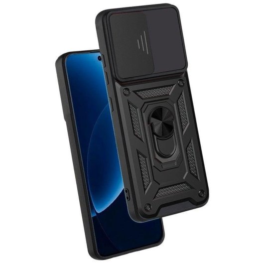 Funda para móvil Cool Hard Ring Plástico PC TPU Aluminio Negra para realme GT 8 Pro