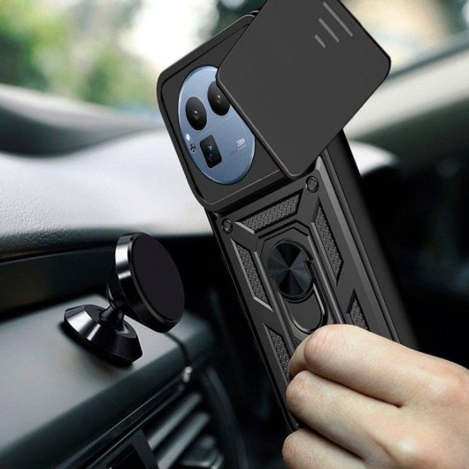 Funda para móvil Cool Hard Ring Plástico PC TPU Aluminio Negra para realme GT 8 Pro