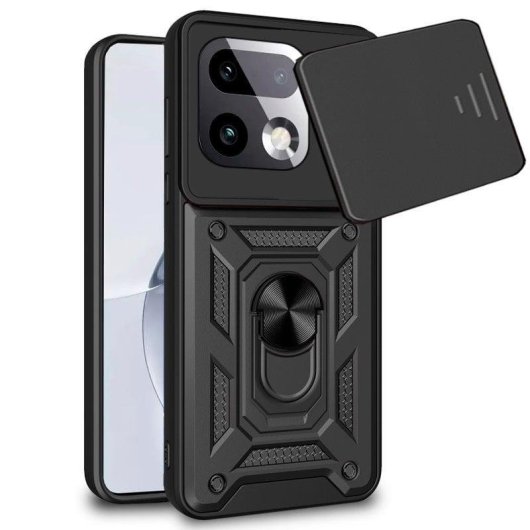 Funda para móvil Cool Hard Ring Plástico PC TPU Aluminio Negra para realme 16 Pro Plus 5G
