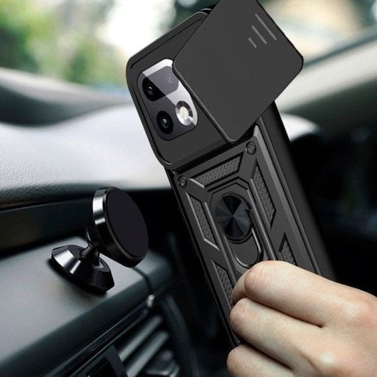 Funda para móvil Cool Hard Ring Plástico PC TPU Aluminio Negra para realme 16 Pro Plus 5G