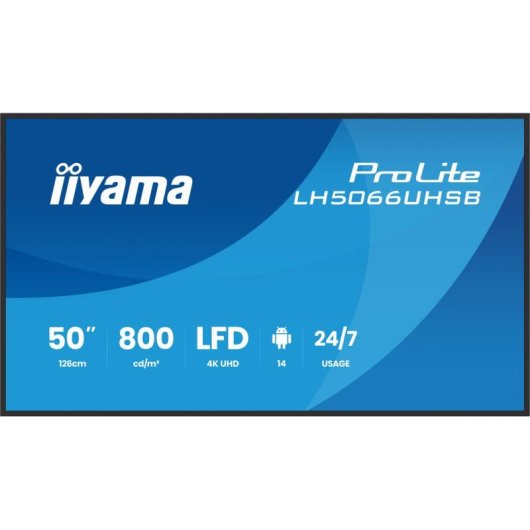 Monitor iiyama LH5066UHSB-B1AG 50" UltraHD 4K IPS WiFi Android 14 6,5 ms