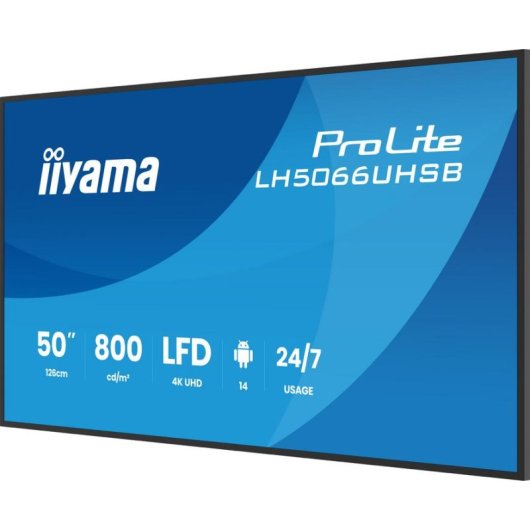 Monitor iiyama LH5066UHSB-B1AG 50" UltraHD 4K IPS WiFi Android 14 6,5 ms