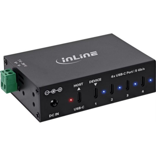 Hub InLine 4 puertos USB-C 5 Gb/s modelo 35396D con adaptador AC