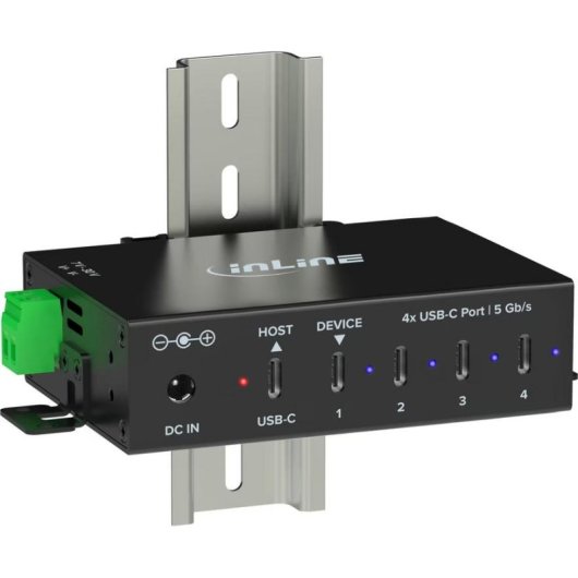 Hub InLine 4 puertos USB-C 5 Gb/s modelo 35396D con adaptador AC