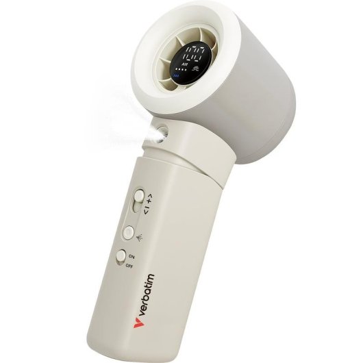 Mini-Handventilator Verbatim 32344 6,5W 16000RPM 3000mAh Display USB Weiß Silber