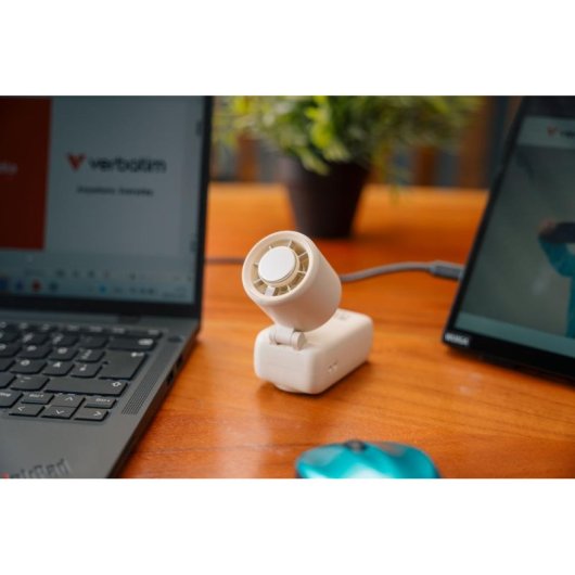 Mini-Handventilator Verbatim 32346 10W 16000RPM Akku 4000mAh Display USB Weiß Silber