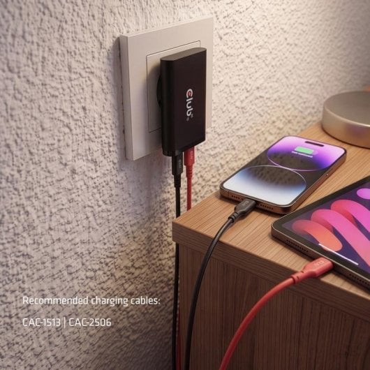 Cargador USB-C GaN 65W Club 3D CAC-1935 Dos Puertos PD3.1 PPS