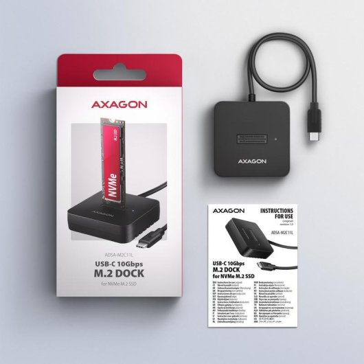 Basis zur SSD M2 Verbindung Axagon ADSA-M2C11L USB 3.2 Gen 2 Type-C Schwarz