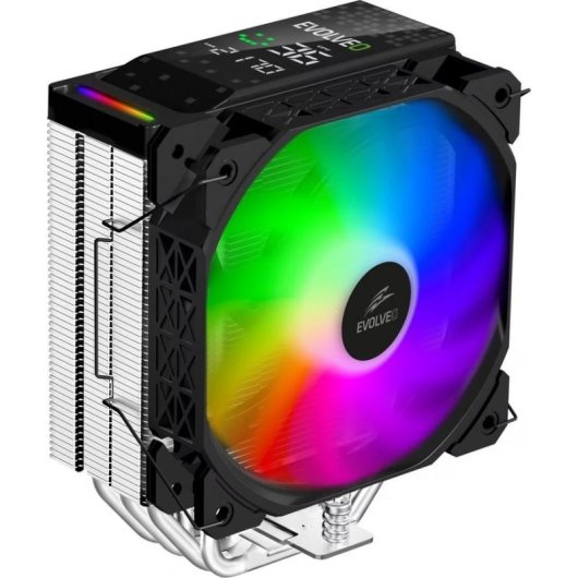 Refrigeración aire Evolveo Socket AM4/AM5/Intel 120mm QuietCool7 ARGB LCD