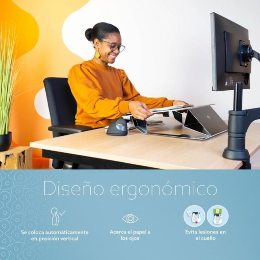 Porta-documentos ergonómico Read2Write R-Go Alumínio Carvalho A3