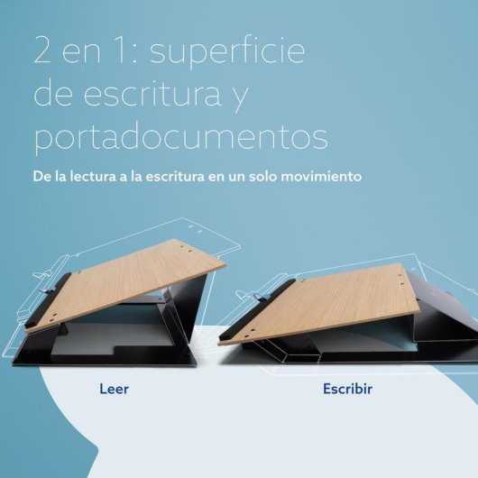 Porta-documentos ergonómico Read2Write R-Go Alumínio Carvalho A3