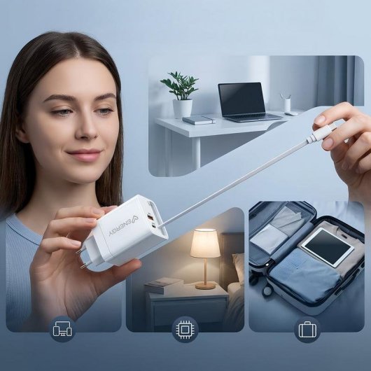Cargador Retráctil ENERGY SISTEM con Cable USB-C Integrado