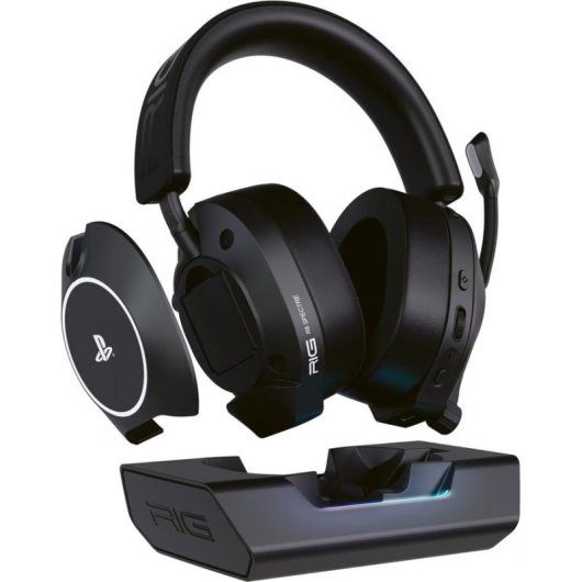 Auriculares Nacon RIG R8 Pro HS inalámbricos Bluetooth y RF para gaming, micrófono y 60 h, negros
