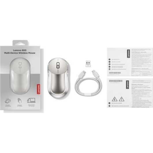 Ratón Lenovo 900 Multi-Device Bluetooth 5.3 4000 DPI Gris Sea Shell