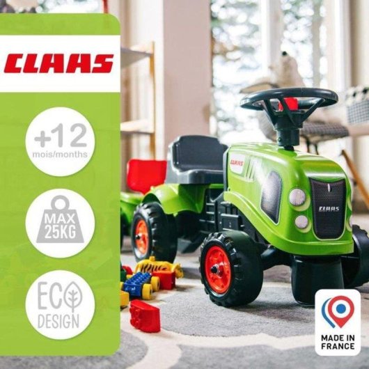 Tracteur a pedales Falk Claas - Volant et remorque