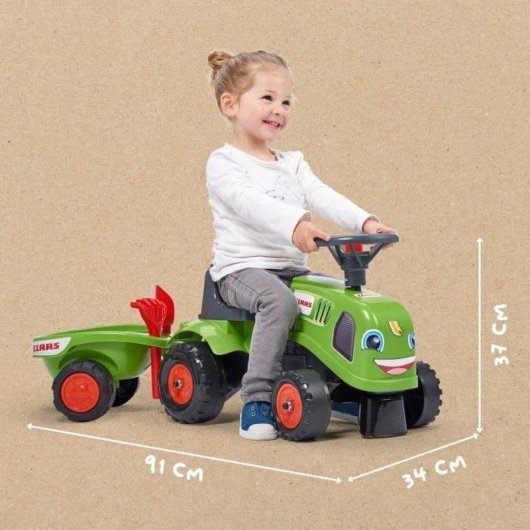 Tracteur a pedales Falk Claas - Volant et remorque