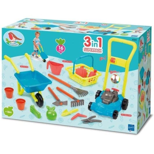 Set Jardin Ecoiffier 3 en 1 Brouette et 16 Accessoires