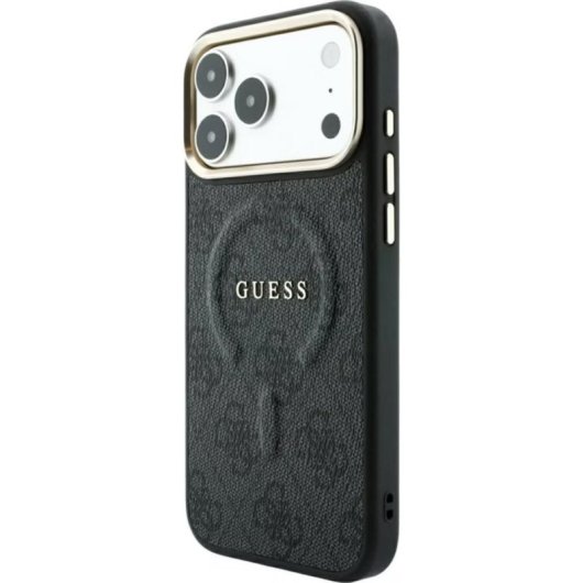 Funda para móvil Guess Backcover PU-Leder schwarz und gold für Apple iPhone 17 Pro