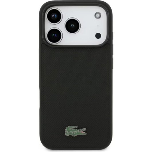 Funda para móvil Lacoste Backcover PC TPU Preto com logo metálico para iPhone 17 Pro