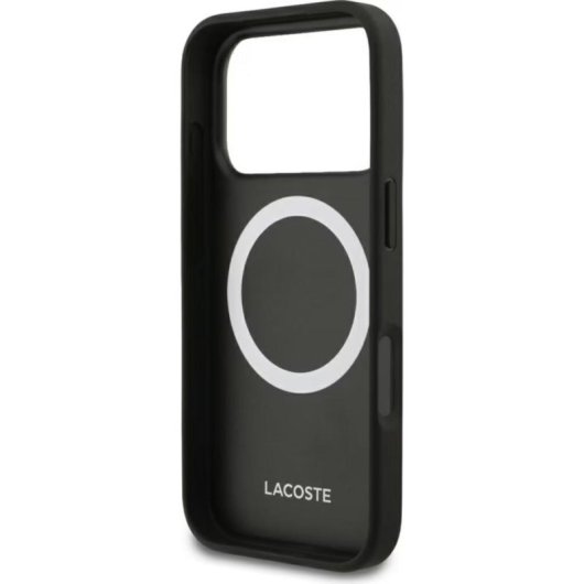 Funda para móvil Lacoste Backcover PC TPU Preto com logo metálico para iPhone 17 Pro