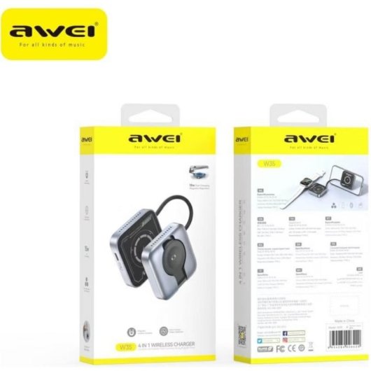 Cargador inalámbrico Awei Awe000327 carga eficiente y baja huella de CO₂