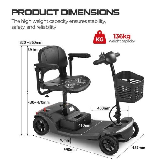 Scooter eléctrica Sweetrich S2 250W batería extraíble asiento desmontable