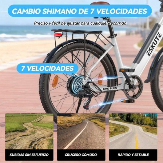 Bicicleta eléctrica Eskute C100 Plus Motor 250W Batería 36V 13Ah Neumáticos 26"