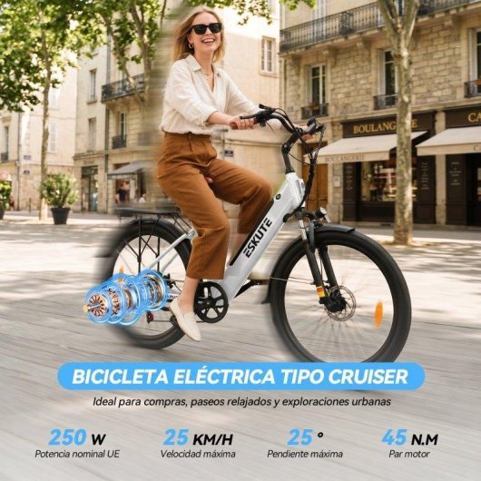 Bicicleta eléctrica Eskute C100 Plus Motor 250W Batería 36V 13Ah Neumáticos 26"
