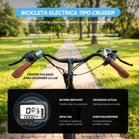 Bicicleta eléctrica Eskute C100 Plus Motor 250W Batería 36V 13Ah Neumáticos 26"