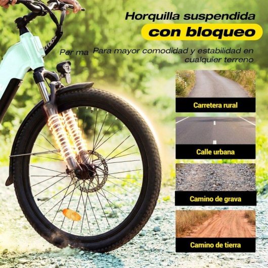 Bicicleta eléctrica ESKUTE C202 Motor 250W Batería 48V 17.5Ah 26" Verde