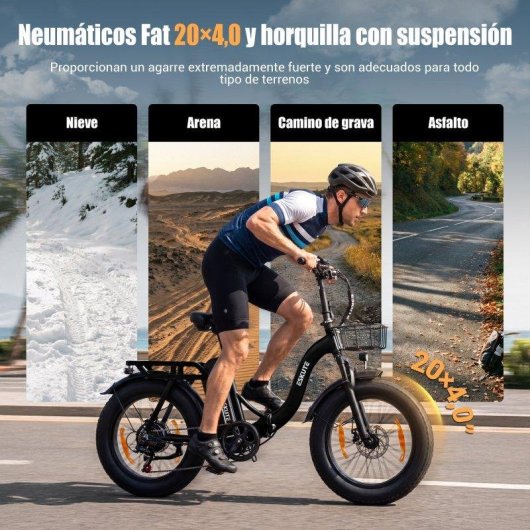 Bicicleta eléctrica ESKUTE D202 Motor 250W Batería 48V 20.8Ah Neumáticos 20"