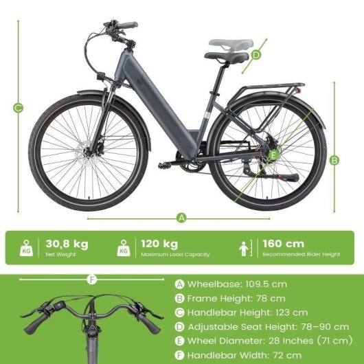 Bicicletta Elettrica Maxturn Lira Batteria 48 V 15 Ah Pneumatici 28"