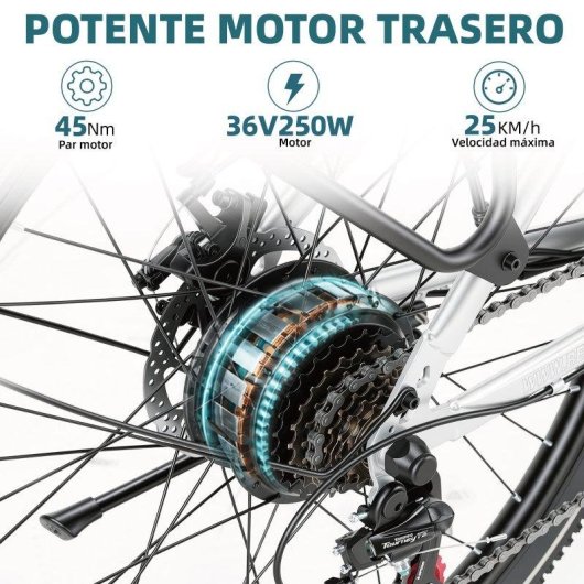 Bicicleta eléctrica Bekup V1 Motor 250W Batería 36V 14,5Ah 26"