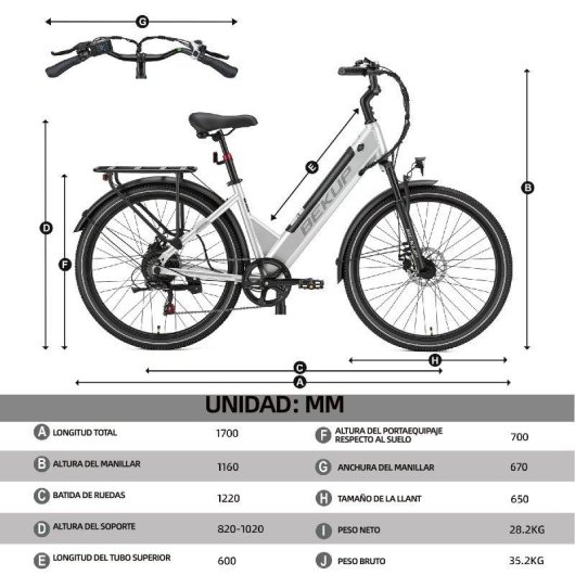 Bicicleta eléctrica Bekup V1 Motor 250W Batería 36V 14,5Ah 26"