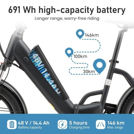Velo electrique Maxturn Ilex 250W 48V 14,4Ah