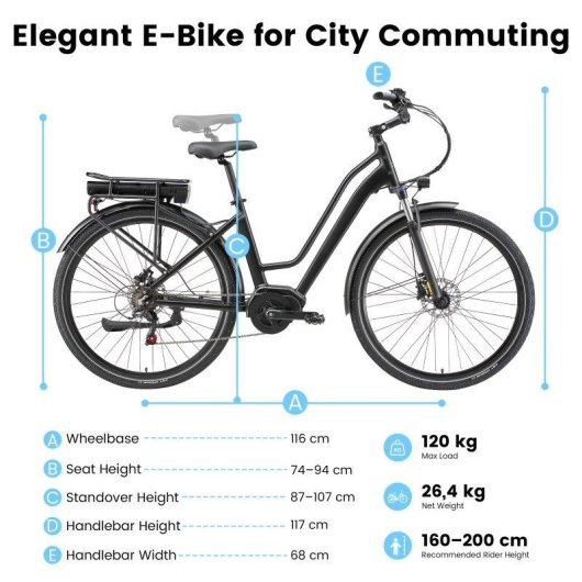 Bicicleta eléctrica Maxturn Urban 8 250W 28"