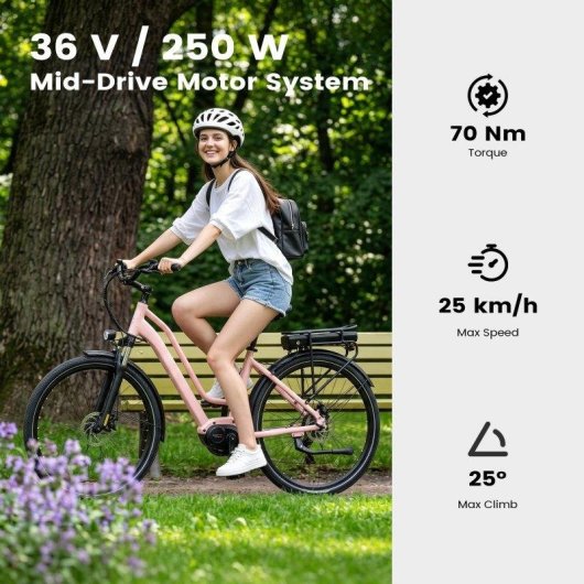 Bicicleta eléctrica Maxturn Urban 8 250W 28" cuadro bajo