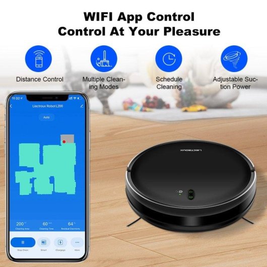 Robot Aspirapolvere e Lavapavimenti Liectroux L200 Navigazione Intelligente 4000Pa Controllo App