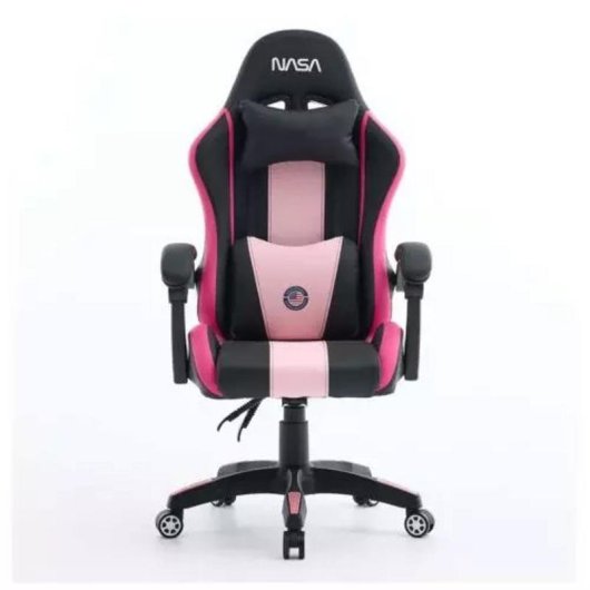 Chaise de bureau NASA Noir/Rose avec tete et accoudoirs reglables