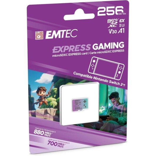 Cartão microSD Emtec 256GB UHS-I U3 V30 A1 Express Gaming Nintendo Switch
